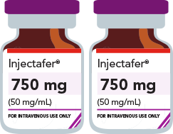 Two Injectafer&reg; (ferric carboxymaltose injection) 750 mg (50 mg/mL) IV Vials